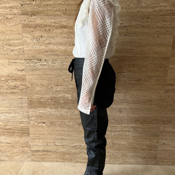 Witchery BNWT Black Denim Leather Blake Luxe Jogger pants size 8 - Picture 9 of 10